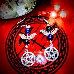 Thunderbird pentagram earrings all handmade